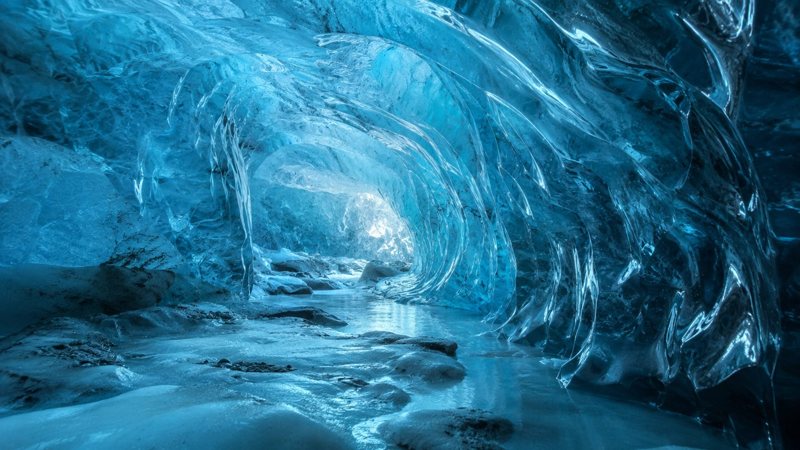 Blue ice inside a glacier
